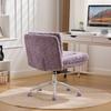 26.4 Inch Seat Office Chair, Artificial Rabbit Hair Home Office Chair with Metal Base, Adjustable Desk Chair Swivel Office Chair, Vanity Chair