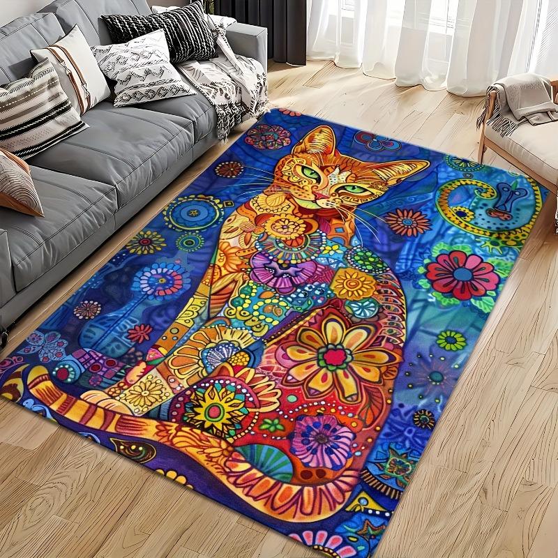 1PC HD Cute Kitten Pattern Door Mats Kitchen Rugs Non-Slip Pop Design Bathroom Rugs Bath Mat Carpet for Home Sink Laundry Decor