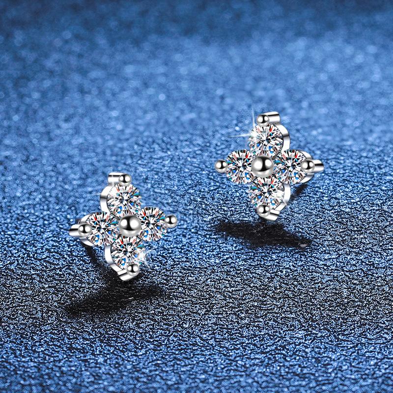 0.8ct D Color Moissanite Stud Earrings For Women Top Quality 100% 925 Silver Sparkling Wedding Jewelry