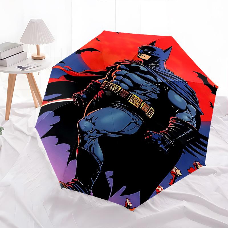 1pc Batman, Full Moon Automatic Folding Umbrella - Compact 8-Rib Design, Durable Plastic & Iron1040L
