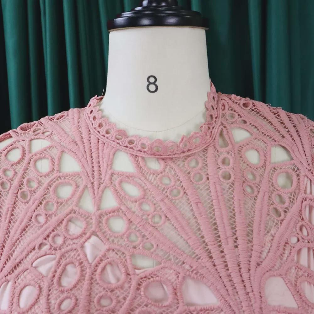 Letnia Europejska i Amerykańska Sukienka Koronkowa Plisowana Ażurowa - Seksowna, Plus Size, inspirowana Afryką