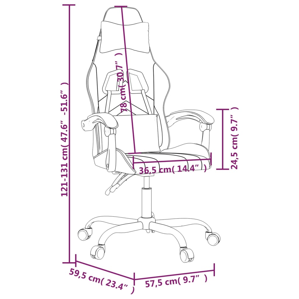 Gaming Chair Black and White Artificial Leather