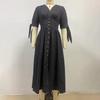 Fashion Sexy V-neck Denim Dress Women's Single Breasted Half Sleeved A-line Dress Solid Color Commute Minimalist Dresses Spring and Summer New