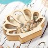 Wooden Shell Display Case Handcrafted Rustic Sea Shell Shadow Box Seashell Shaped Storage Display Box Home Office Desktop Decoration