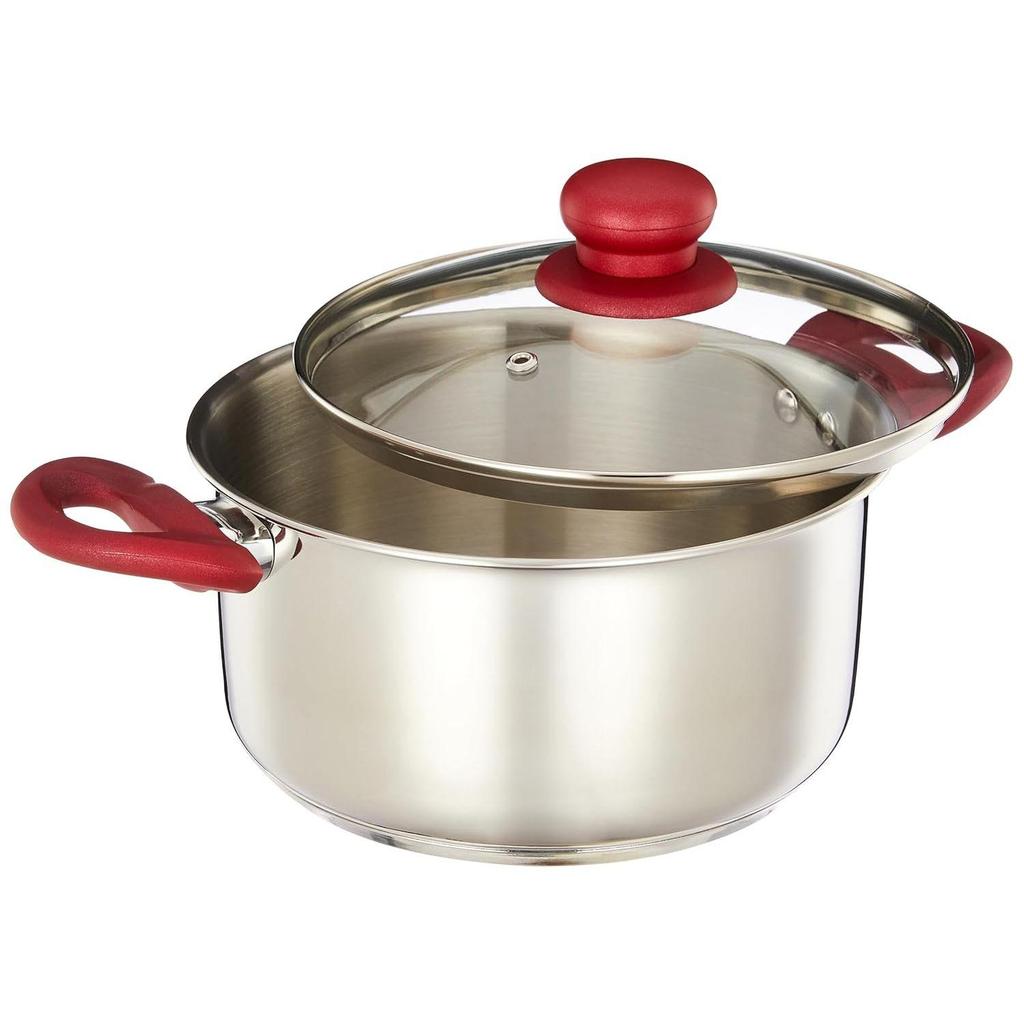 Edelstahl-Kasserolle mit Glasdeckel | Schlaggeformter Boden | Soft-Touch-Griff | Spülmaschinenfest | 20 cm
