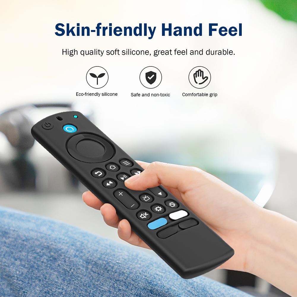 Silicone Protective Case with Lanyard Protective Skin Sleeve Shockproof Luminous for Fire TV Alexa Voice Remote Cover