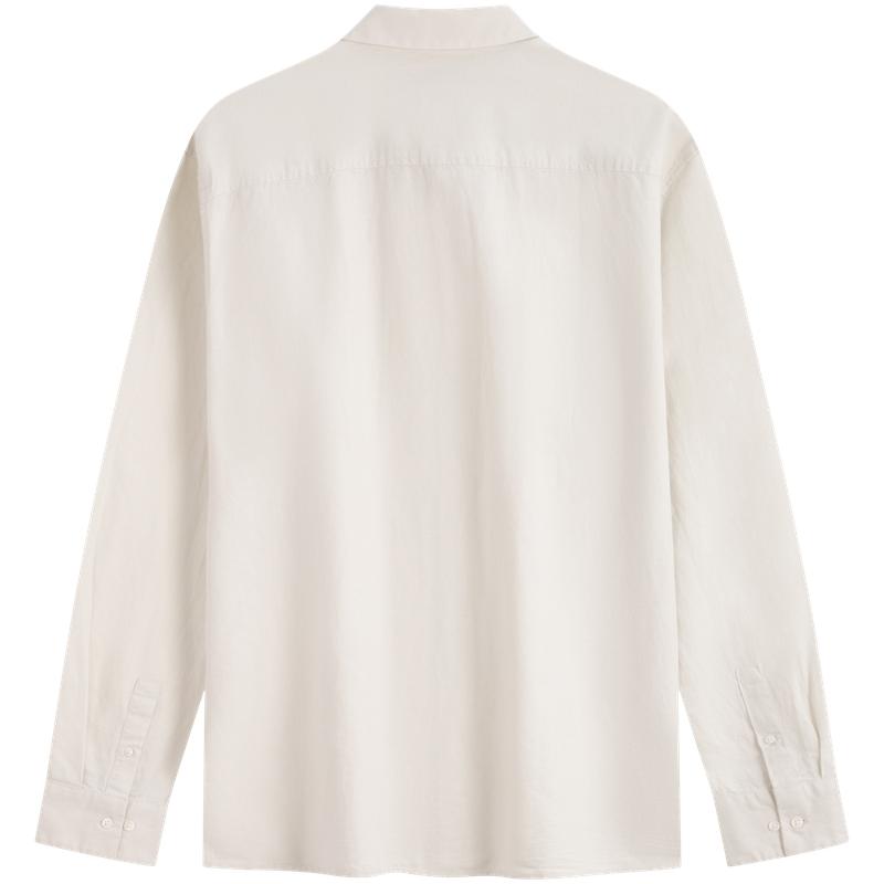Calvin Klein Simple White Summer Series Cotton Linen Blend Minimalist Embroidered Commuter Long Sleeve Shirt Men shirts 40BM104