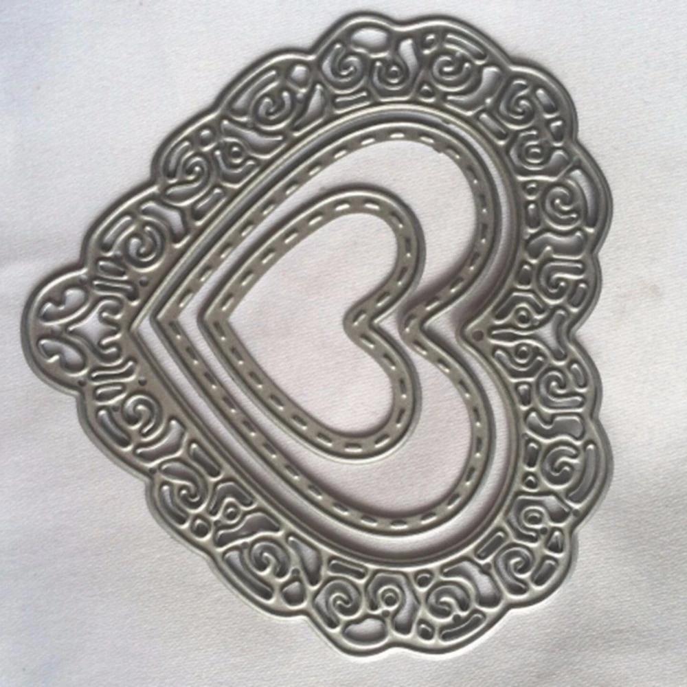 Heart Lace Hollow Frame Metal Steel Cutting Dies Stencil DIY Paper Card Embossing Die Template
