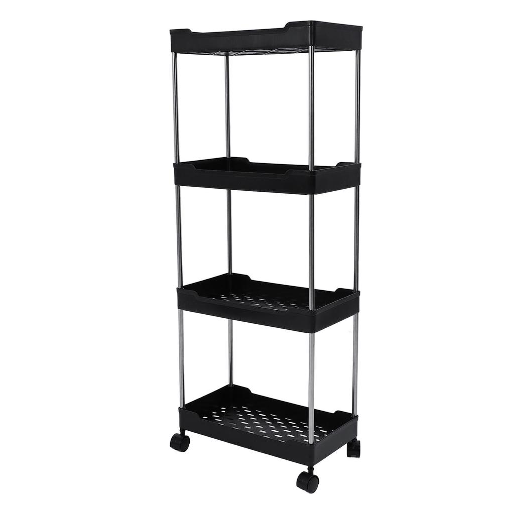 Rollwagen Verbreitert PP Edelstahl 4 Etagen mit Rädern Aufbewahrungswagen für Badezimmer Toilette