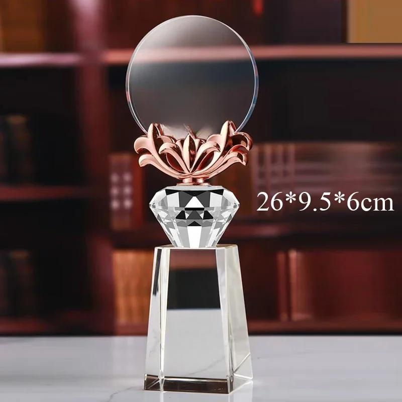 Customized Portrait Photo Color Printing Crystal Trophy Enterprise Excellent Employee Home Decor Award Honor Lettering Medal 1Pc