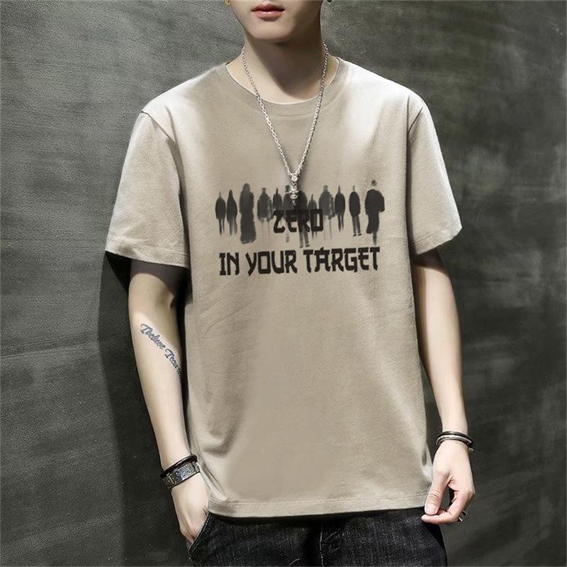 Men'S Short-Sleeved T-Shirt New Summer Trend Korean Version Loose Bottoming Shirt Clothes T-Shirt Large Size Teen