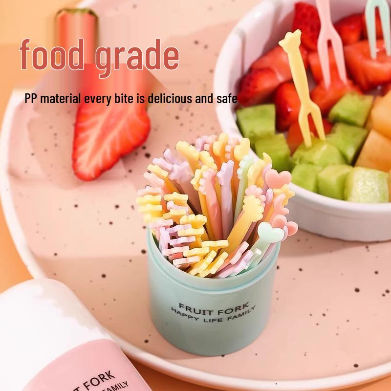 **36-Piece Disposable Plastic Fruit Forks Set** - Two-Pronged Household Fruit Picks