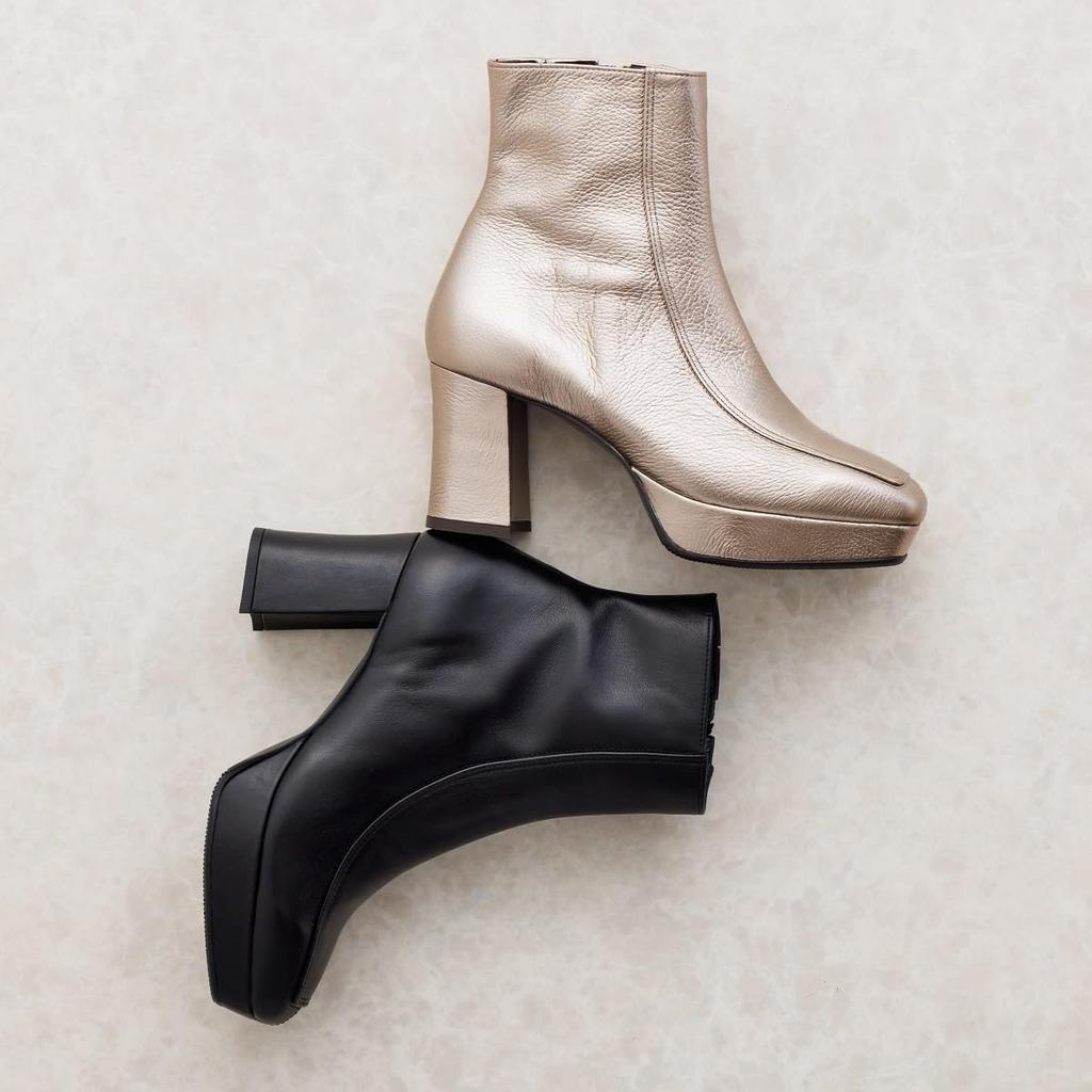 Gepolsterte Plateau-Stiefeletten aus echtem Leder warm HIMIKO mit eckiger Spitze 651413 schwarz 235