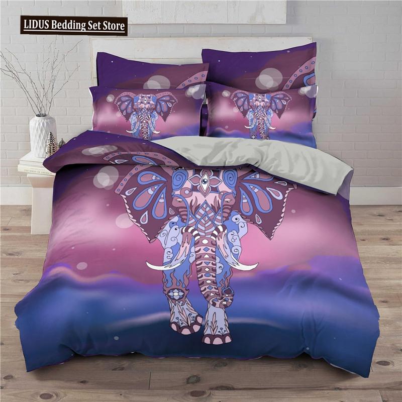 Elephant Bedding Sets Boho Style Luxury 3D Print For Kids Adults Teens Ganesha Duvet Cover Set Queen Size Polyester Bedding Set