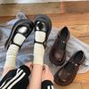 Black Retro Round Head Platform Small Leather Shoes Women's 2025 New Spring and Autumn with Skirt French Heightening Mary Jane Single Shoes