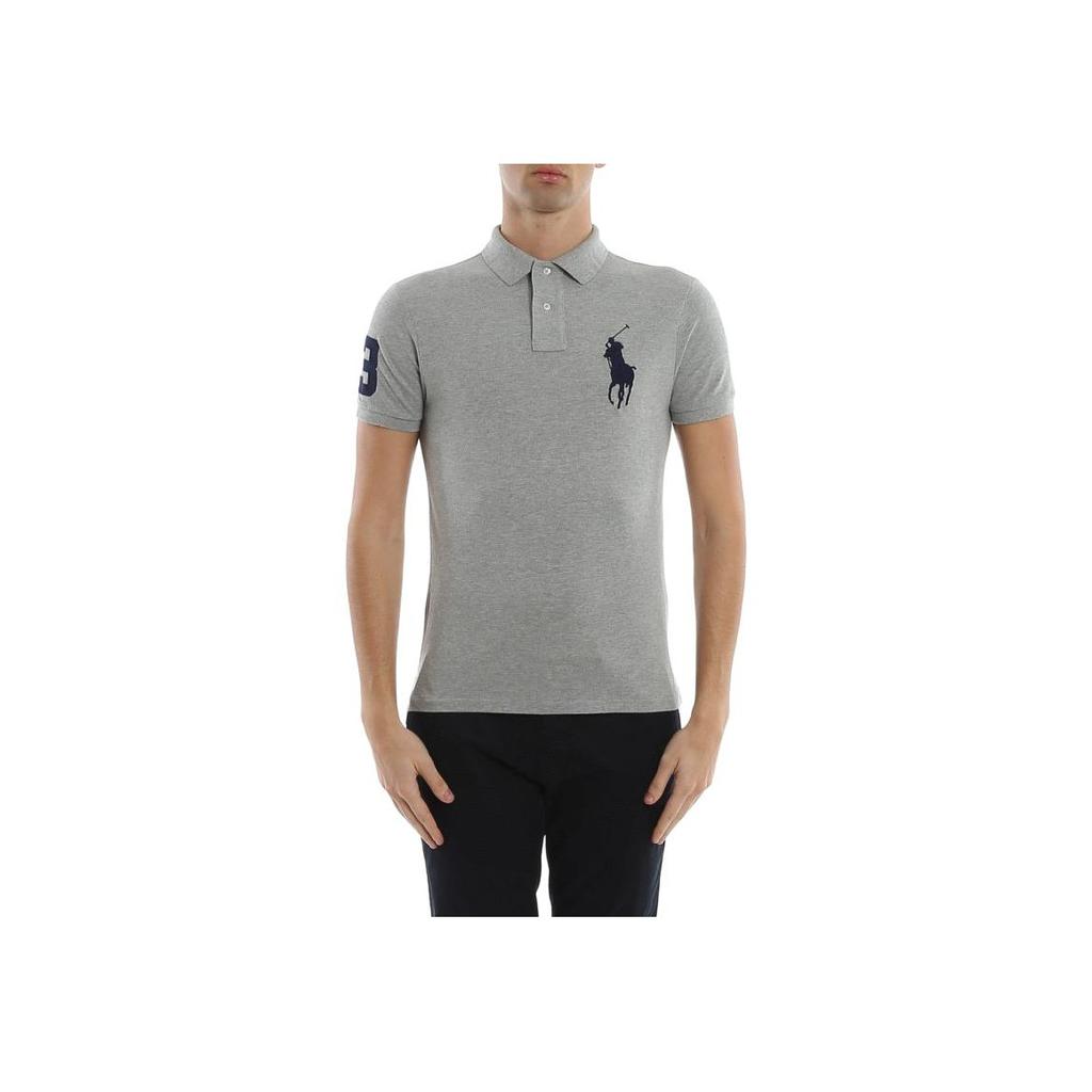 Polo Ralph Lauren Logo Embroidered Slim Fit Short Sleeve Polo Shirt Men tops Gray 710781433-004