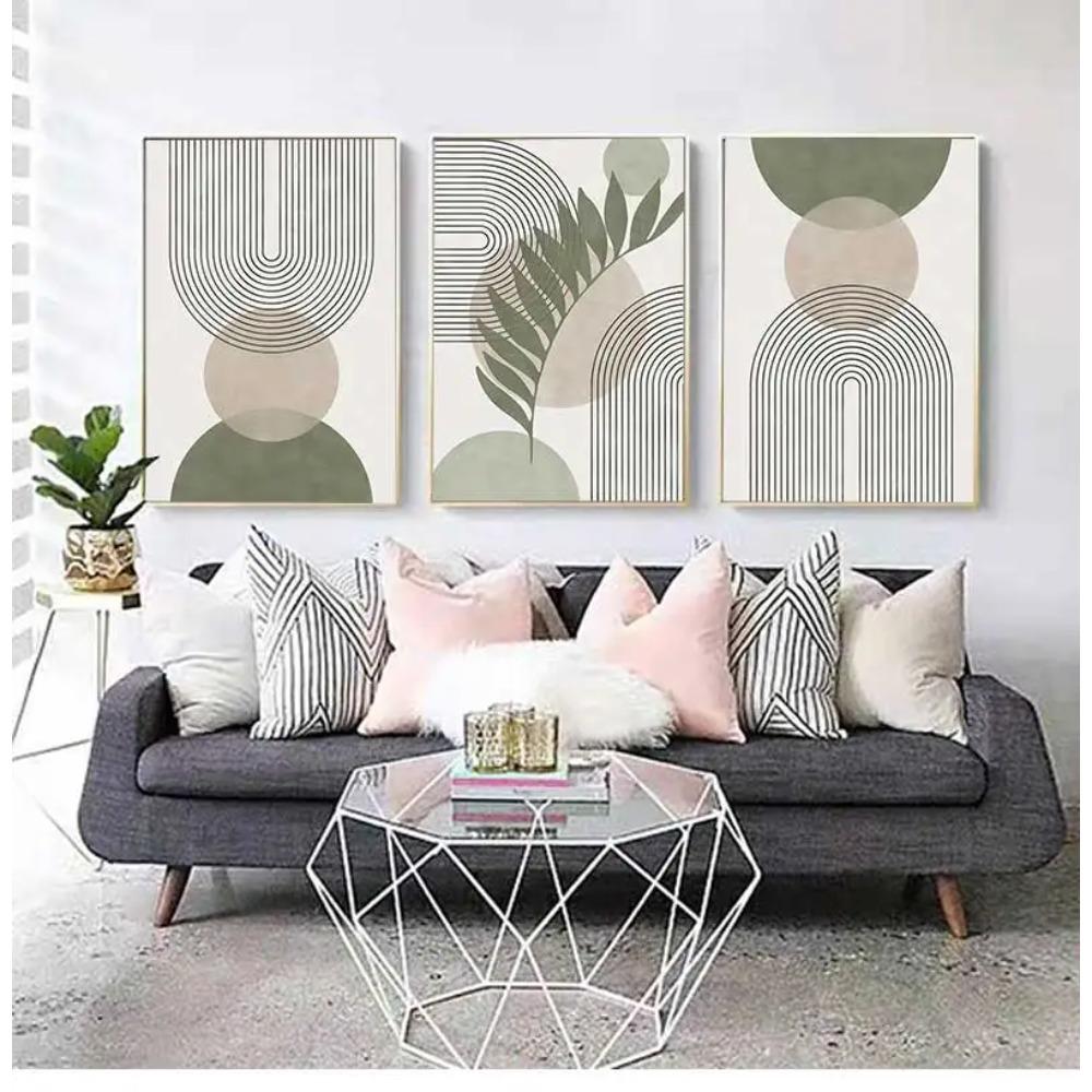 Nordic Sage Green Botanical Posters Prints Pictures Abstract Boho Geometric Wall Art Canvas Painting for Living Room Home Decor