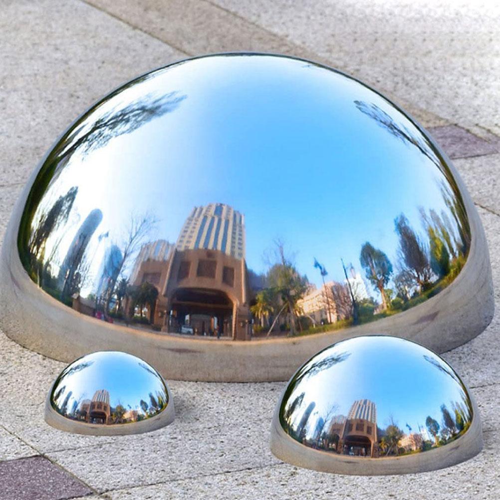 4 Pcs Lawn Reflective Ball Stainless Steel Ground Decoration Set Mirror Spheres Earth Gazing Balls Hemisphere