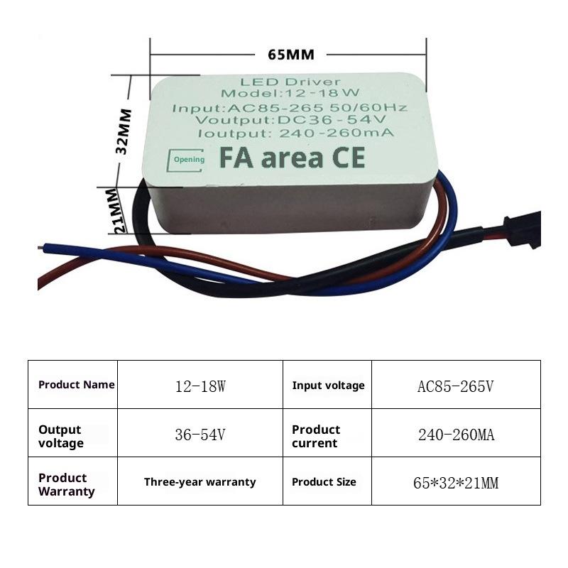 1Pcs 1-3W 3-5W 4-7W 8-12W 12-18W 18-24W Isolated LED Driver Power Supply Adjustable Constant Voltage 260mA Lighting Transformer