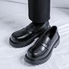Mens Casual Business Office Formal Dress Shoes Slip-on Original Leather Shoe Black Stylish Platform Loafers Gentleman Footwear