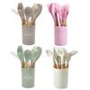 12Pcs Kitchen Utensil Set Wooden Handle Spatula Spoon Brush Whisk Heat-Resistant Silicone Cooking Tools Kit Kitchen Supplies