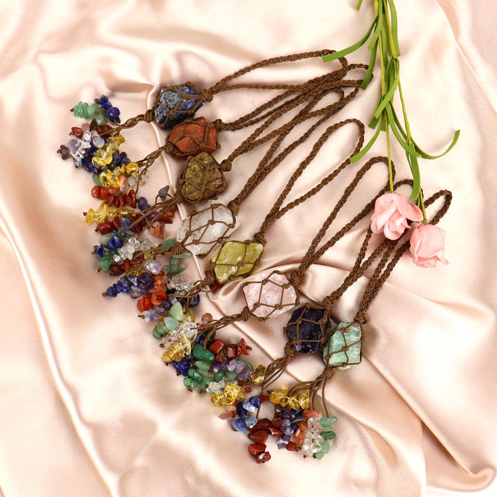 Seven-Color Crystal Pendant with Hand-Woven Tassel for Car or Home Decor