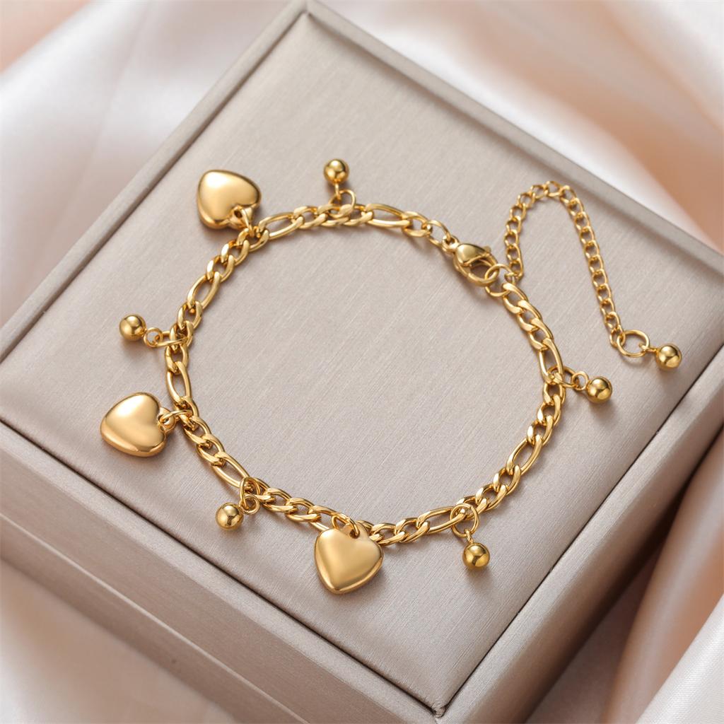EUEAVAN Minimalist Love Pendant Bracelet for Women Stainless Steel Romantic Fat Heart Bracelets Festival Jewelry Gifts Wholesale