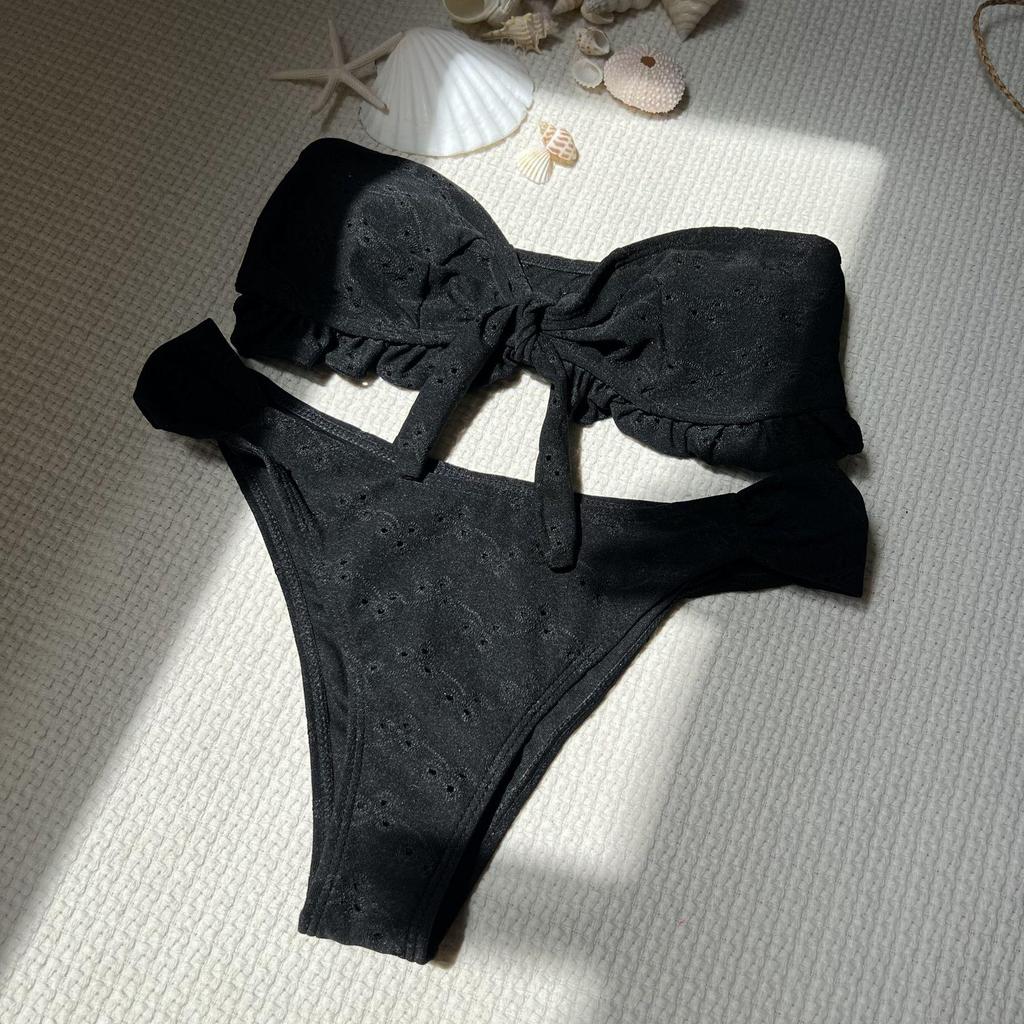 2025 Euro-Amerika Floral Bandeau Split Bikini Bademode