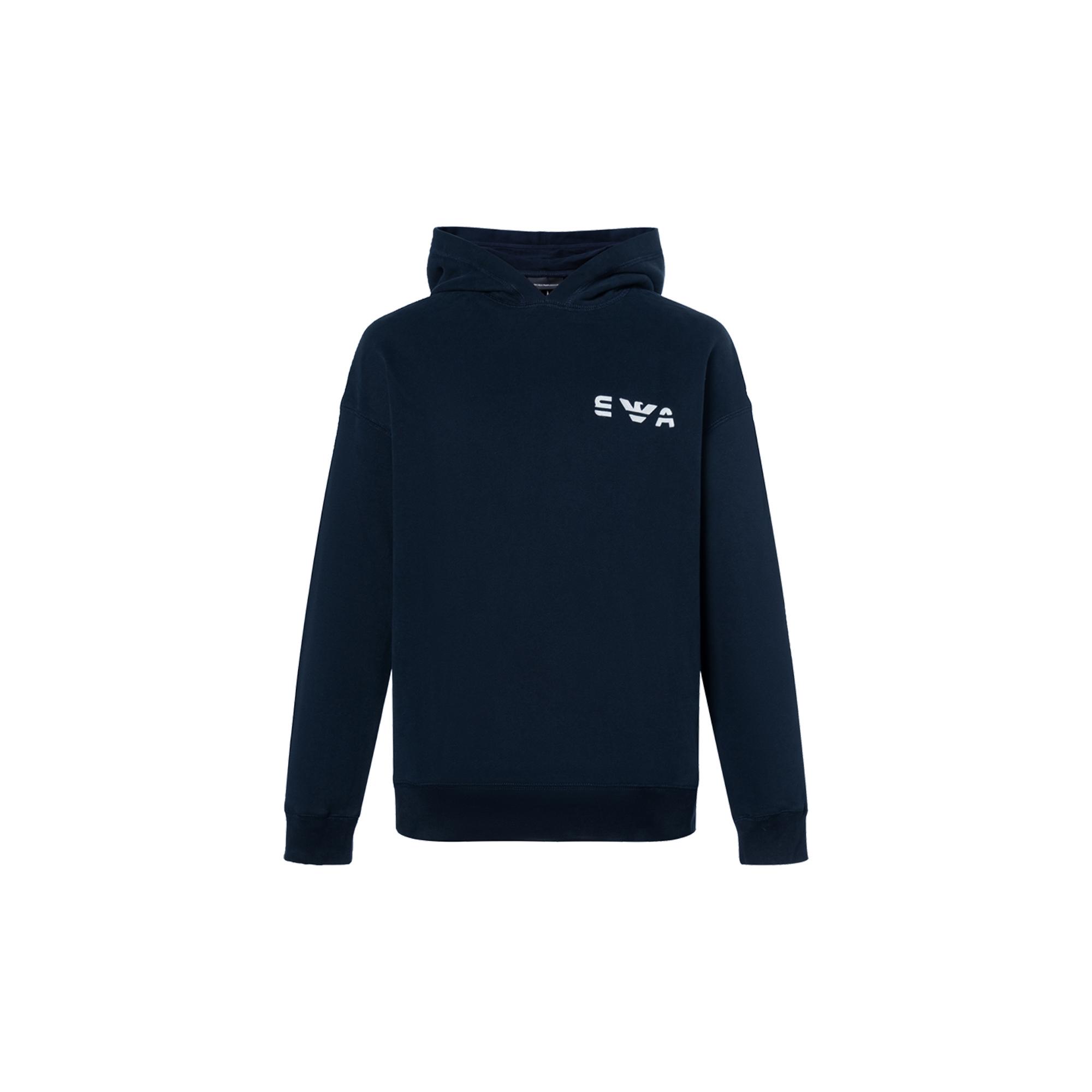 Emporio Armani SS22 Logo Print Fleece Hoodie Men hoodies Navy 3L1MCK-1JXDZ-0920 M