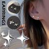 2PCS Silver Color Fashion Cross Star Zircon Stud Earrings for Women Elegant Y2K Girl Simple Earrings Cute Jewelry New Year Gifts