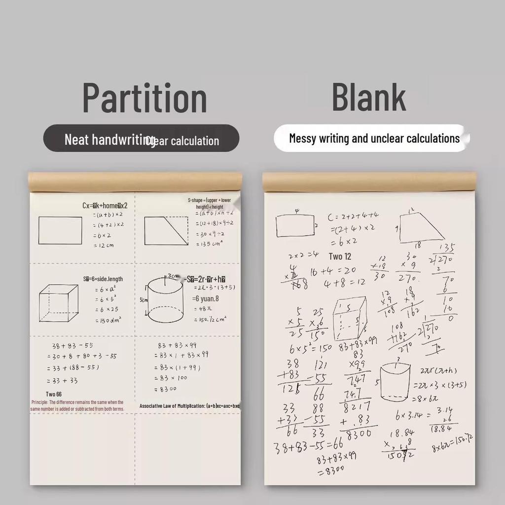 Sectioned Draft Notebook for Students: Math Scratchpad for Exam Prep and General Use in Elementary, Middle, and High School.