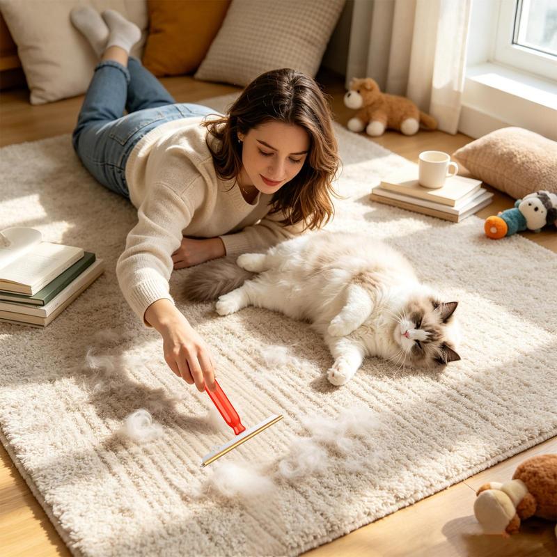 Carpet Rake For Pet Hair Removal Handle Reusable Cleaning Tool Carpet Scraper Broom For Home Apartment Dorm Furniture Floor
