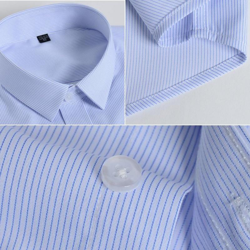 Quality Anti-Wrinkle Men Shirt Long Sleeves Dress Shirts For Men Slim Fit Camisa Social Business Blouse White Office Shirt S-4XL