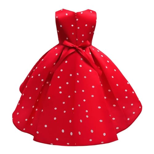 Dressy Daisy Minnie Mouse Halloween Costume for Girls, Kids, Polka Dot Skirt, Sleeveless Outfit with Headband, Red, Size 130, Ages 6-7