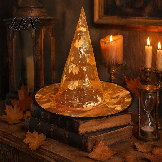 Carnival Night Outfit Halloween Organza Witch Hat for Women, Adult Wizard Costume Family Holiday Souvenirs Accessories, Lightweight Breathable Pointed