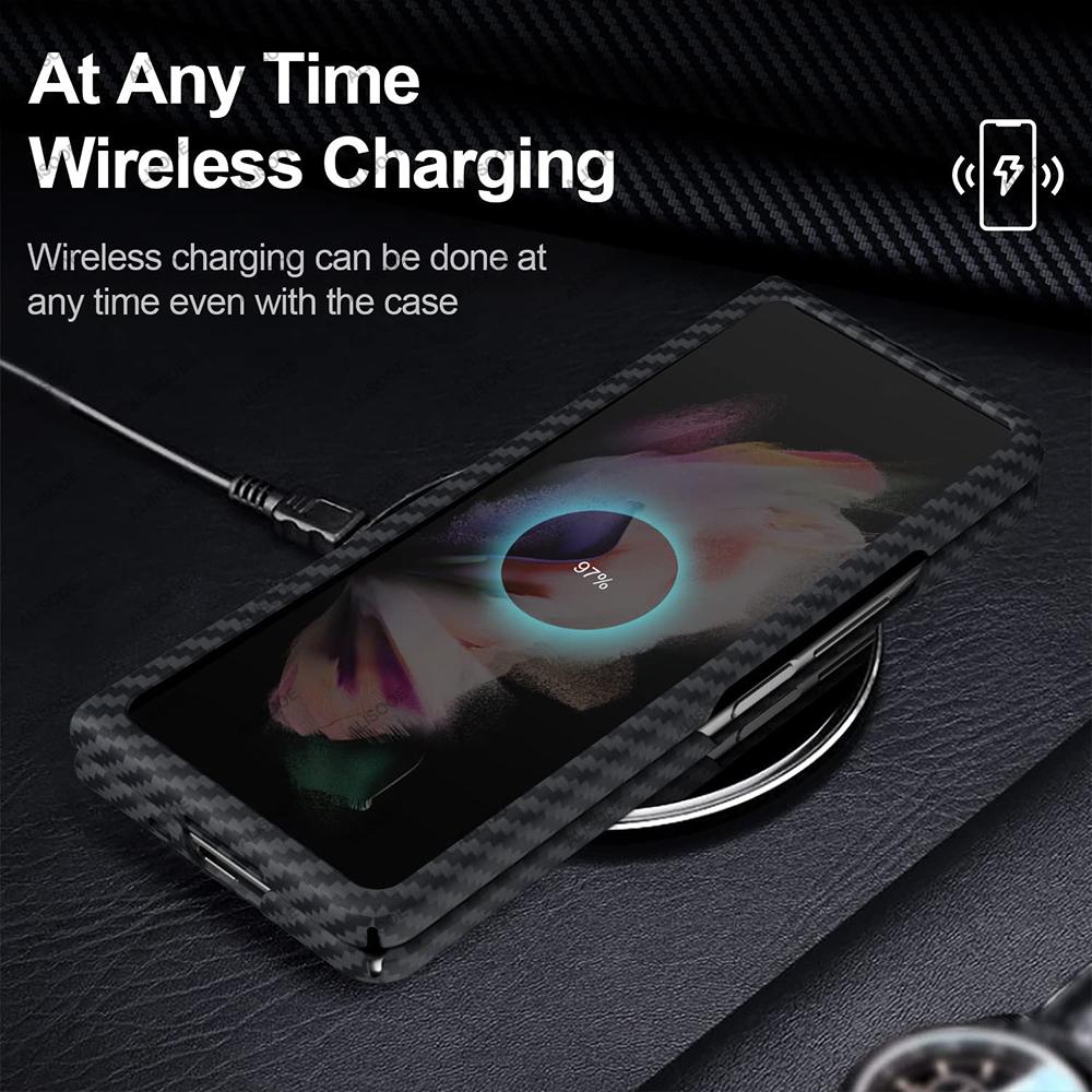 Z Fold 4 Kohlefaser-Hülle für Samsung Galaxy Z Fold 4 3 5g Hülle Ultradünne Aramidfaser-Abdeckung für Samsung Z Fold3 Fold4