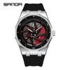 Sanda Men's Waterproof Alloy Car Wheel Design Silicone Wristwatch