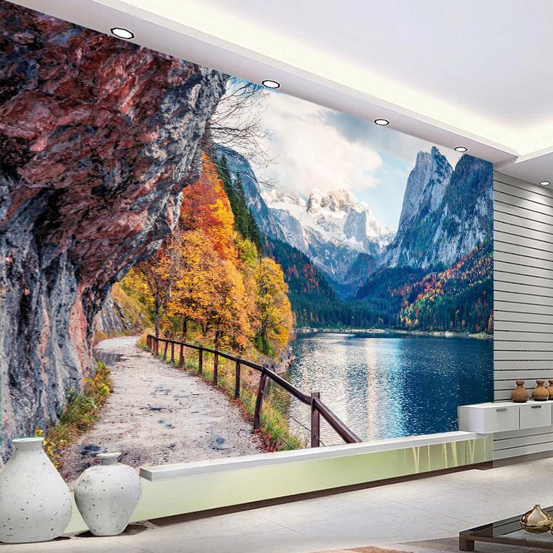 Beautiful Scenery Forest 3d Wallpaper Home Decor Living Room Wallpaper Lake Mountain Natural Scenery Mural