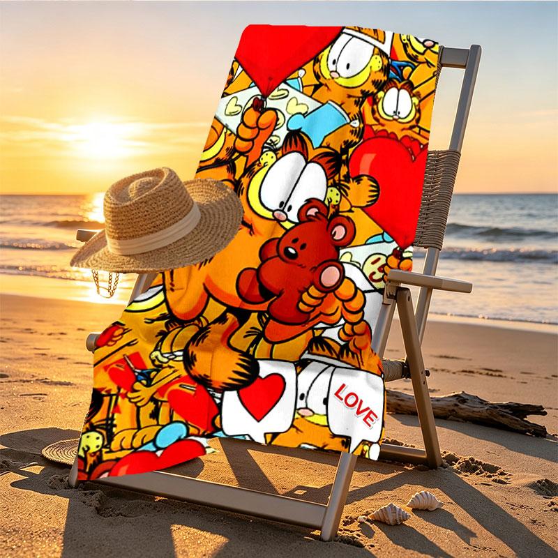 Garfield Print Beach Towel Design, Soft, Lightweight. for Home Bathroom, Spa, Pool, Yoga, Surfing, Camping, Gift for Family, Friend