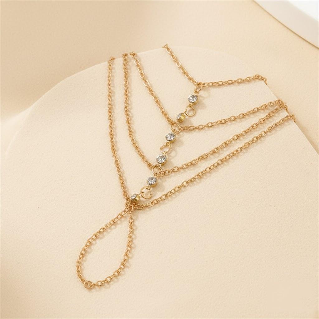 

Adjustable Crystal Finger Bracelet Chain Tassel Hand Harness Boho Jewelry Trendy Women Accessory Stylish Wrist Jewelry золотий