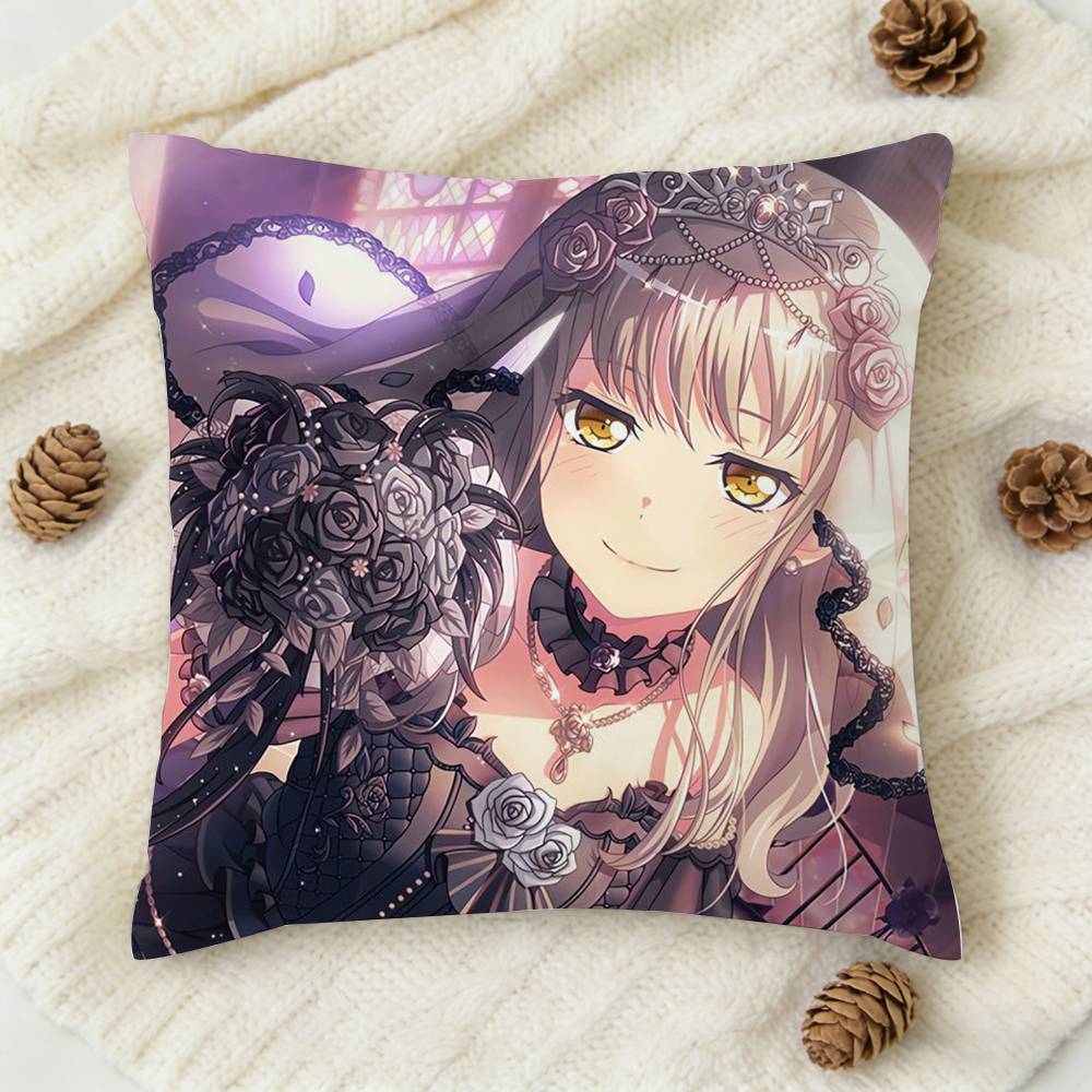 Anime BanG Dream Doublesided Printed Square Decorative Cushion Cover for Sofa Living Room Home Decor