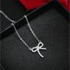 Süßes Temperament Schleife 925 Sterling Silber Schmuck Voll mit Kristall Exquisit Beliebt Schlüsselbein Kette Halsketten HZX146