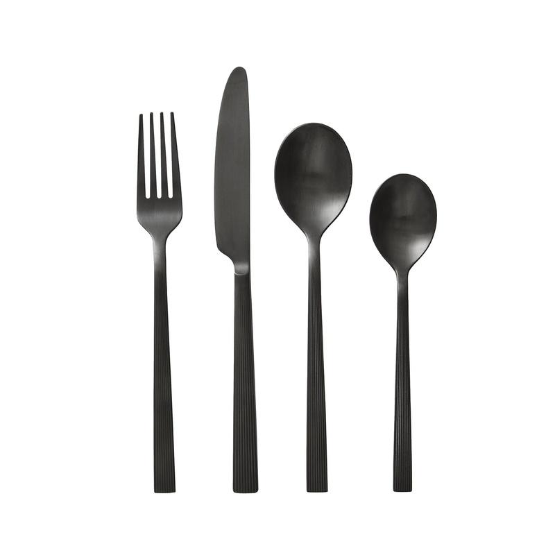 

16-Piece Black Stainless Steel Flatware Set Service 4 Ergonomic Design Dishwasher Safe Elegant Durable Tableware Dining United States