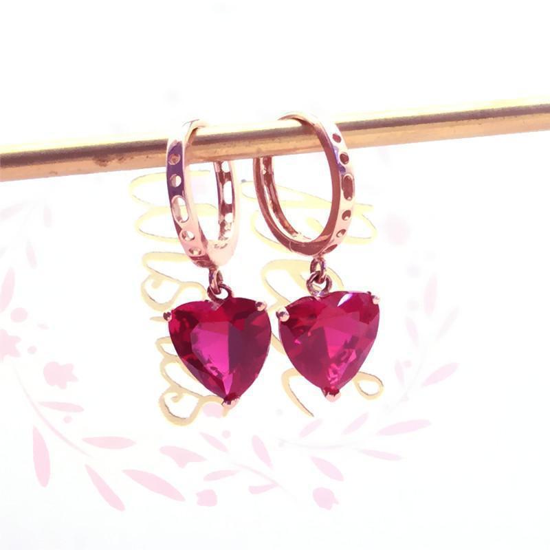 Purple Gold Heart-Shaped Earrings, Simple Foreign Style Light Luxury Gas Heart-Shaped Rose Gold-Plated Color Gold Earrings