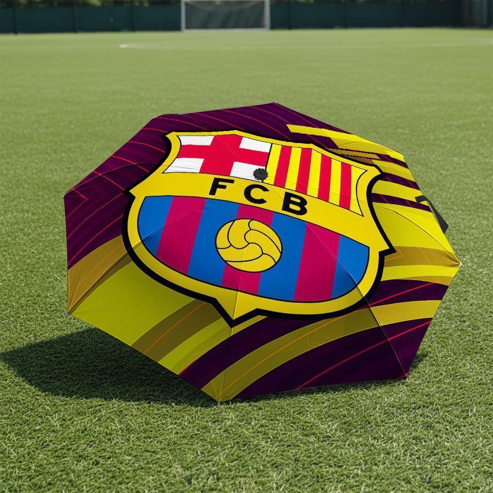 1 PC Automatic Folding Umbrella-Barcelona Football Club Pattern, Portable & Foldable Design with 8 Ribs, Christmas Birthday Gifts