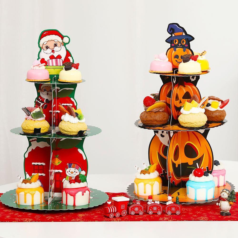 3-Tier Halloween Dessert Stand Christmas Cake Rack Tray Cupcake Stands Thanksgiving