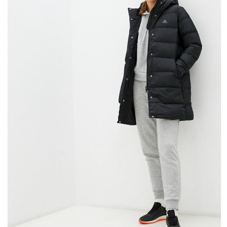 Adidas Outdoor Mid-Length Warm Duck Down Hooded Jacket Women Jacket Black H23071