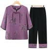 Chinese Style Summer Two-Piece Set: Short-Sleeved Outfit for Middle-Aged & Elderly Women