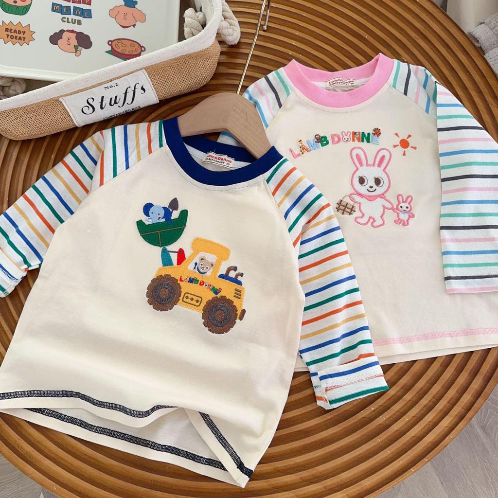 Kids' Raglan Stripe Long-Sleeve Cartoon T-Shirt - Boys' Round Neck Base Layer 2026