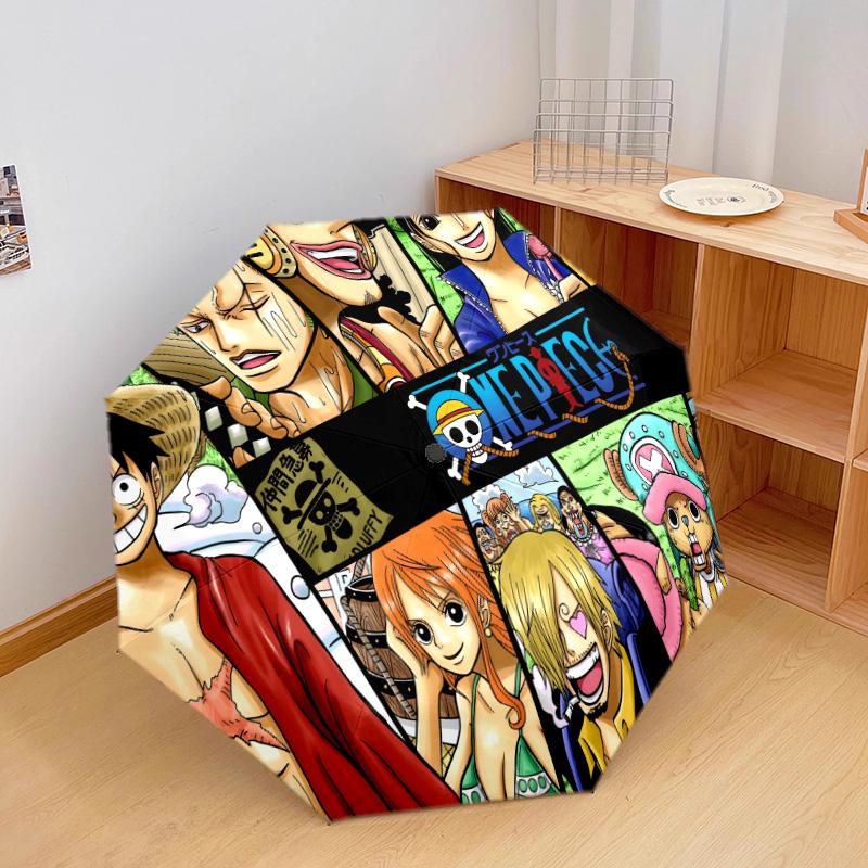 1 PC Automatic Folding Umbrella - Anime One Piece Pattern Portable Foldable Design With 8 Ribs Christmas Birthday Gifts